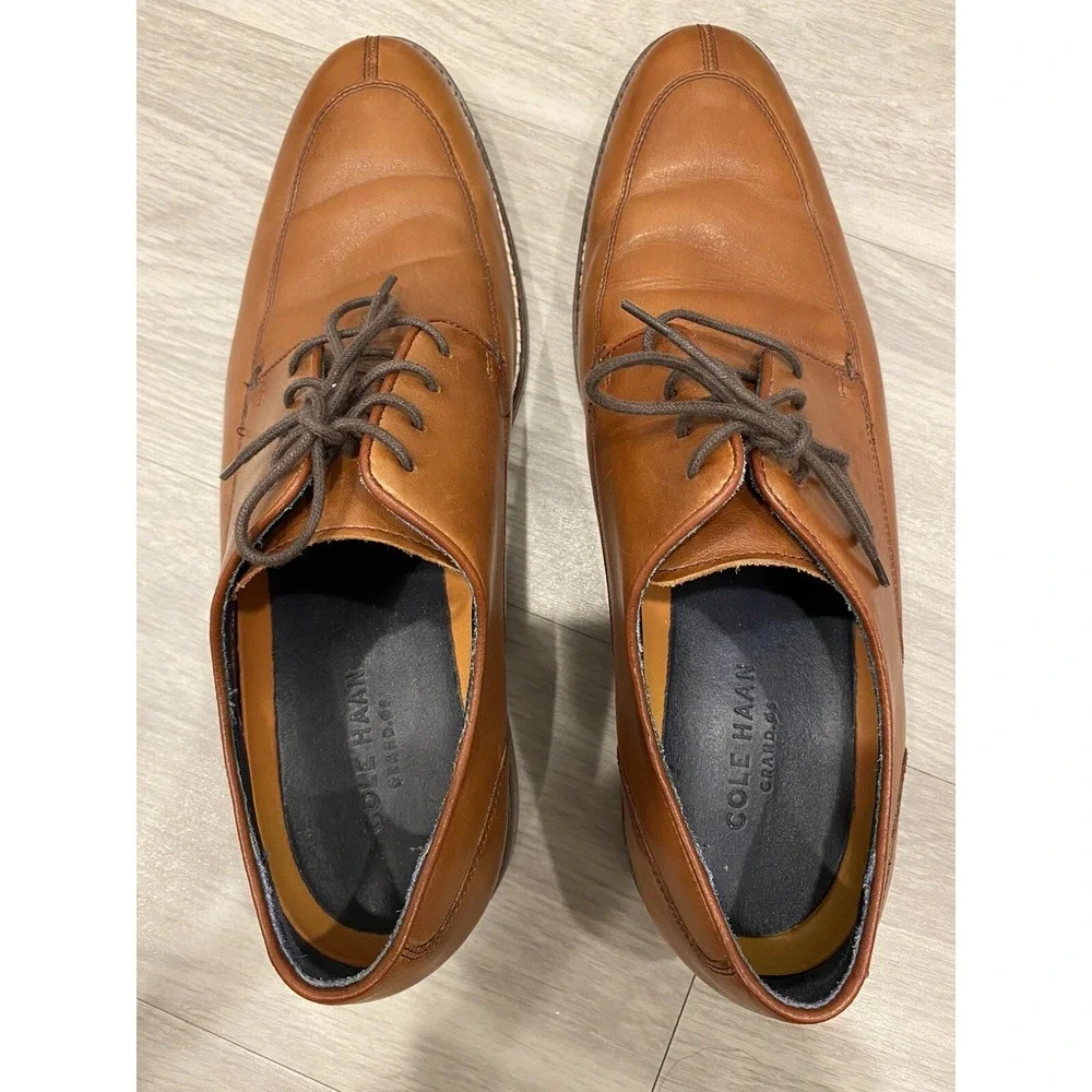 Cole Haan Mens Lenox Hill Split Toe Oxford Leather Shoes C11629 British Tan 10.5